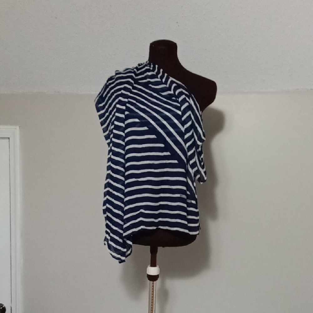 Michael Kors Navy and White Striped Blouse